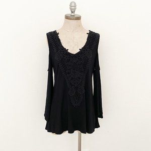 Green Dragon Black Cold Shoulder Tunic Top Size S